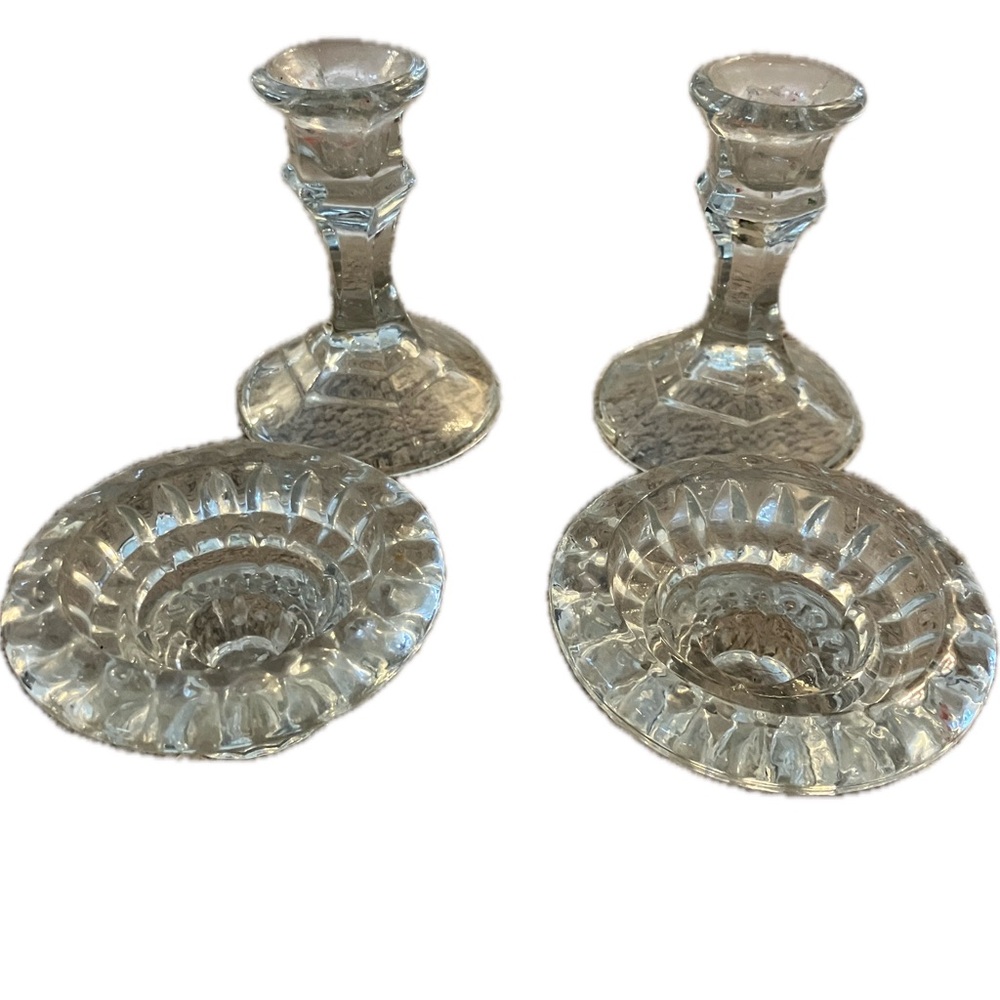 Vintage Waterford Crystal Prentiss Candlestick and Tea Light Holder. 4 piece set